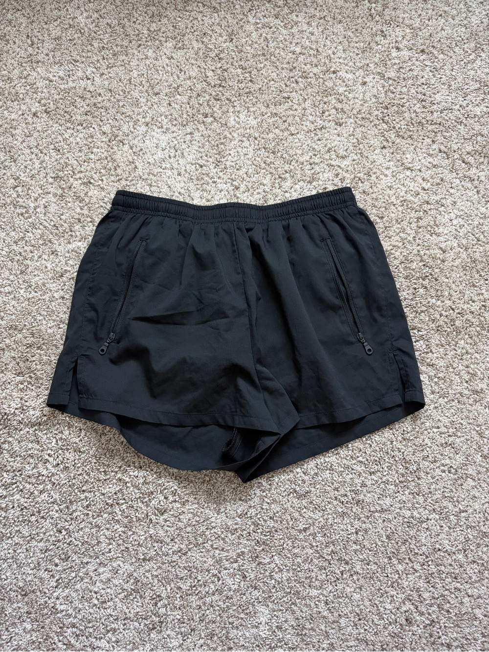 girlfriend collective Black Athletic Zip-Pocket Shorts